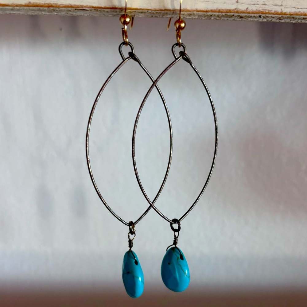 Erin McDermott turquoise and gold dangle earrings